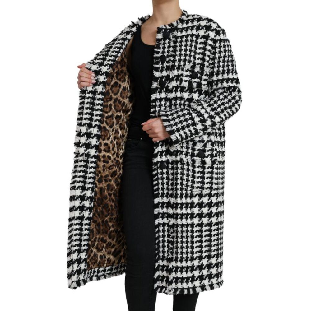 Dolce & Gabbana Black White Houndstooth Trench Coat Women's Jacket - Picture 5 of 6